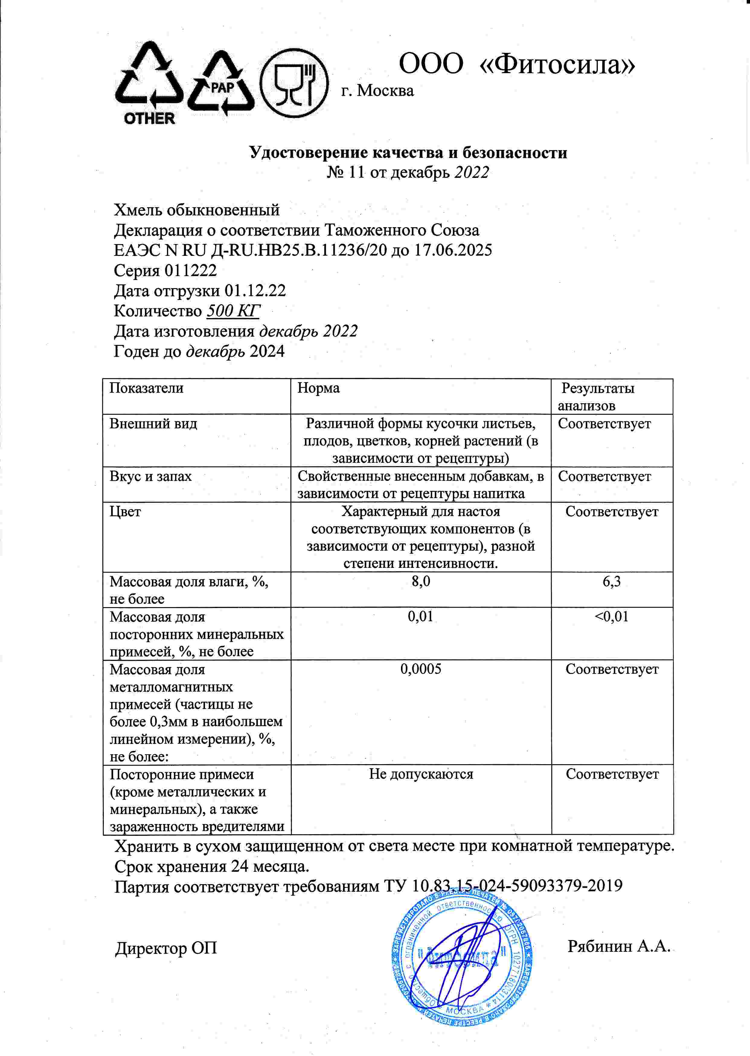 Паспорт №011222